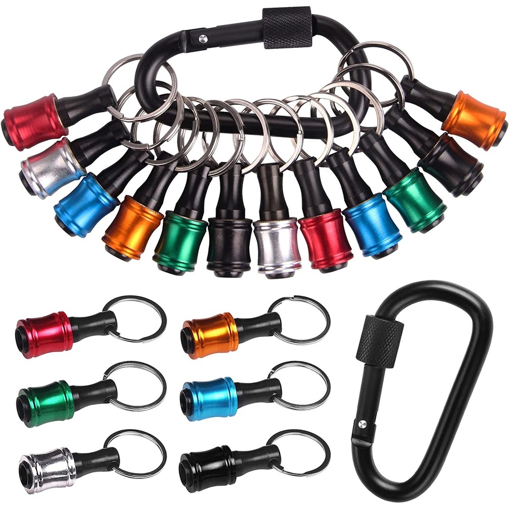 14PCS 1/4" Hex Shank Quick Release Keychain Screwdriver Drill Bit Holder Bit Set