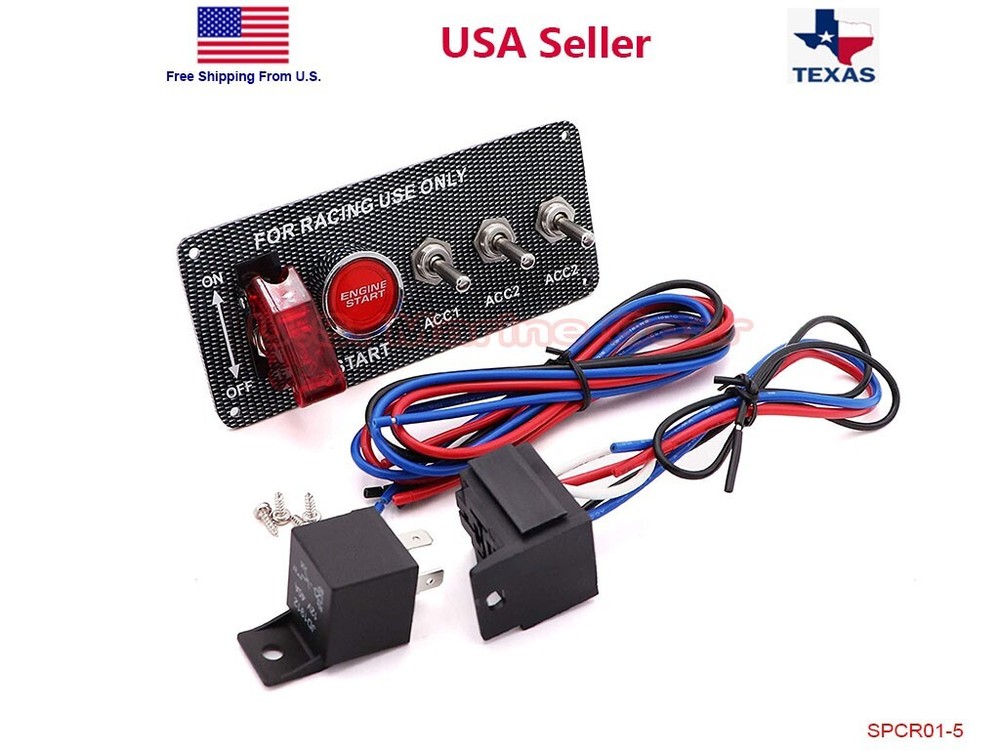 Racing Car Ignition Switch Engine Start Push Button LED Toggle Panel 12V