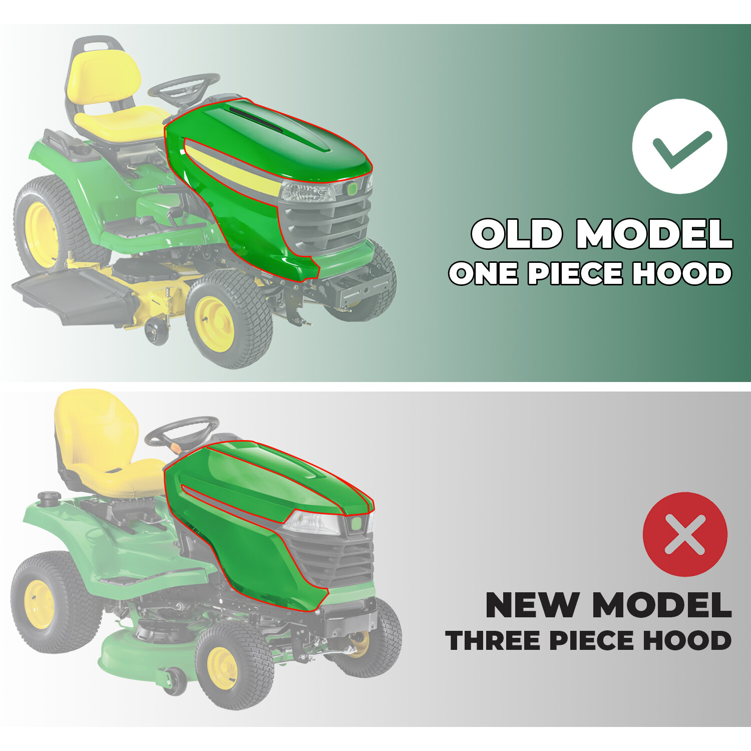 Front Hood Assembly For John Deere X500 X520 X534 X540 #M152326 Lawn Mower Hood