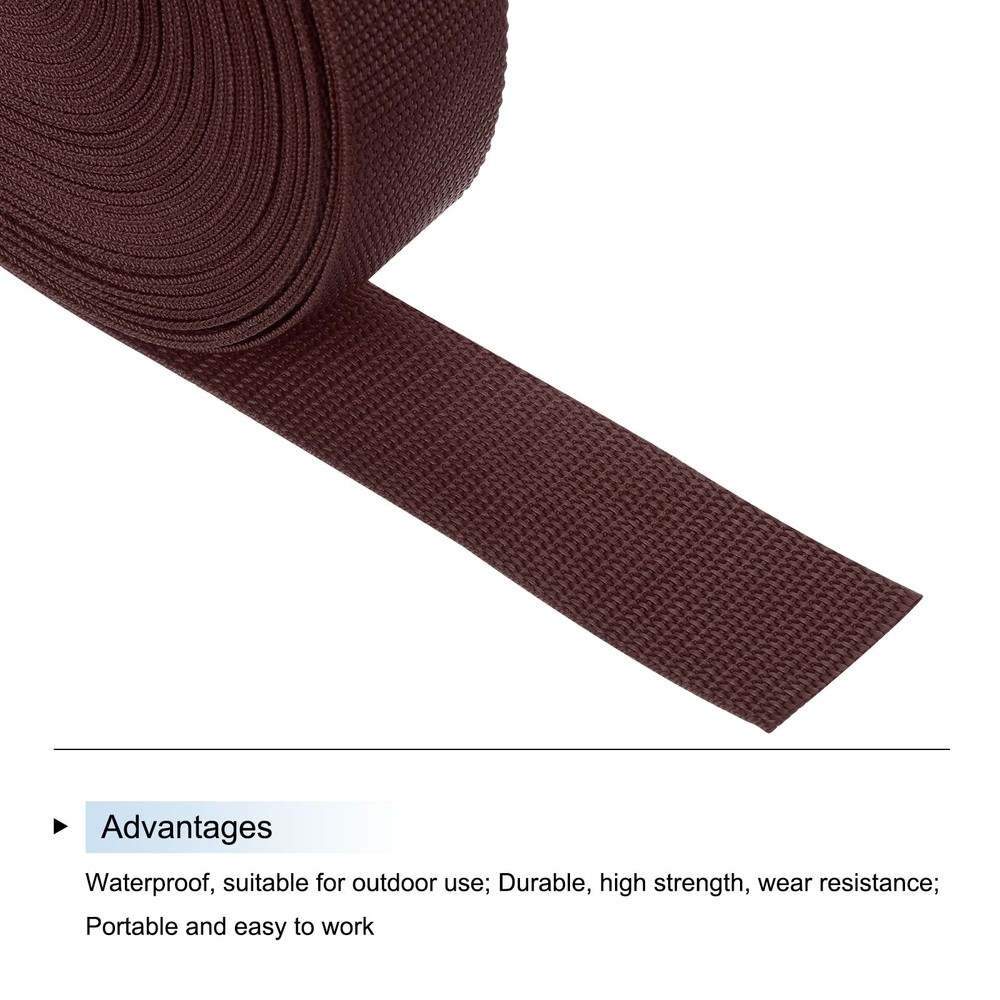 Lightweight Polypropylene Webbing Strap 3.8cm 25 Yard Brown