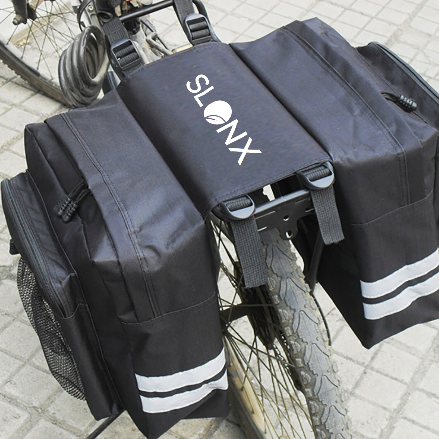 SlonX Bike Bags- Double Sided Panniers for Bicycles Rear Rack - Water Resistant