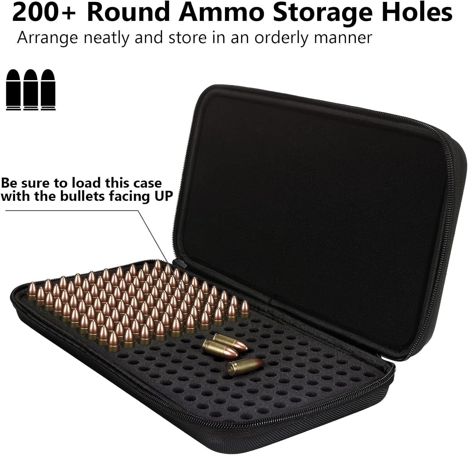 9mm Ammo Box 50/99/200 Rounds Ammunition Storage Bag Bullet Holder Case Outdoor