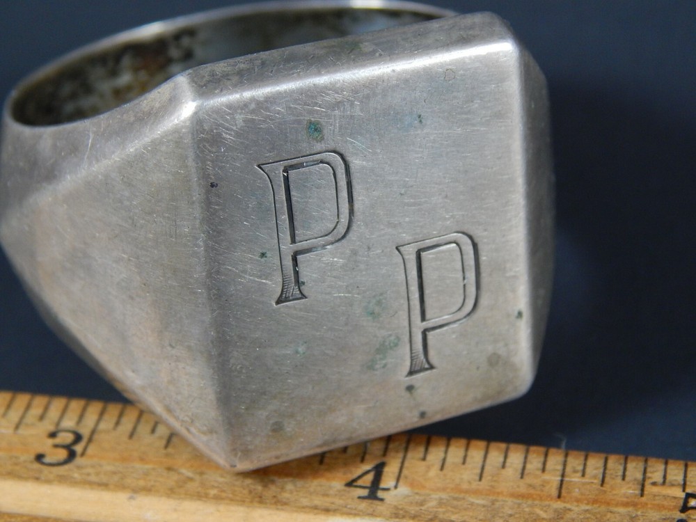 Antique German 835 Silver HUGE Ring Possibly A Napkin Ring Monogram PP