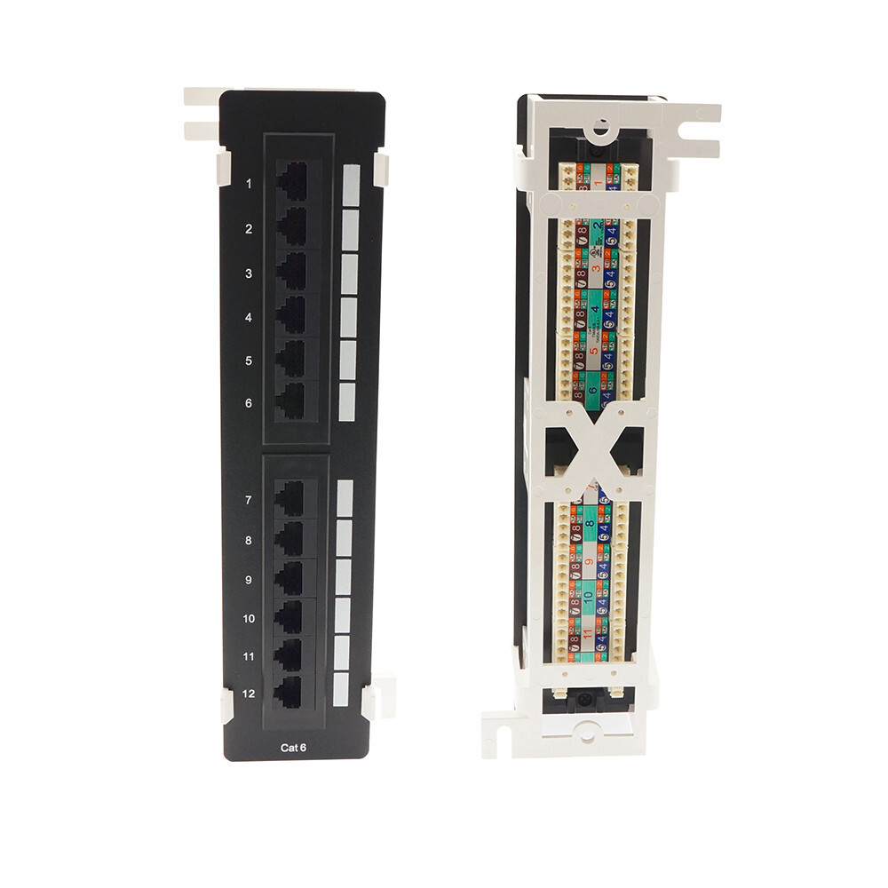 NEW 12 Port CAT5e Mini Patch Panel RJ45 110 Network Surface Wall Mount Bracket