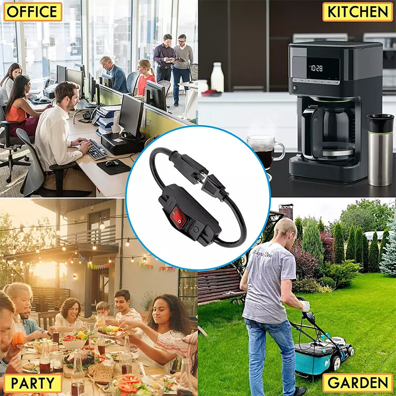 3-Prong Outdoor Extension Cord with Switch On/Off Waterproof Switch 15A 1875W