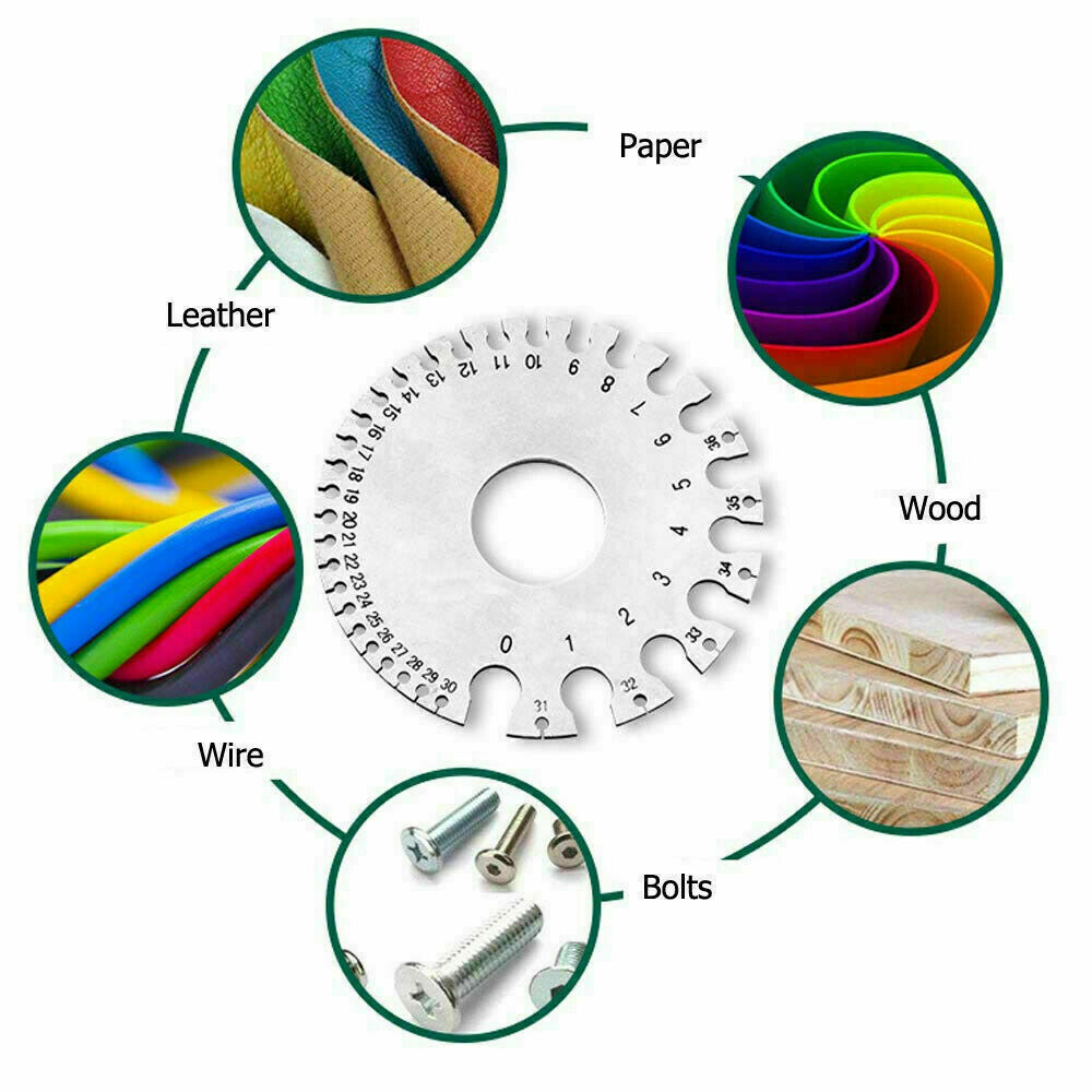 2PCS Sheet Metal Gauge Thickness Gage Wire Gauge Round Measuring Tool Stainless