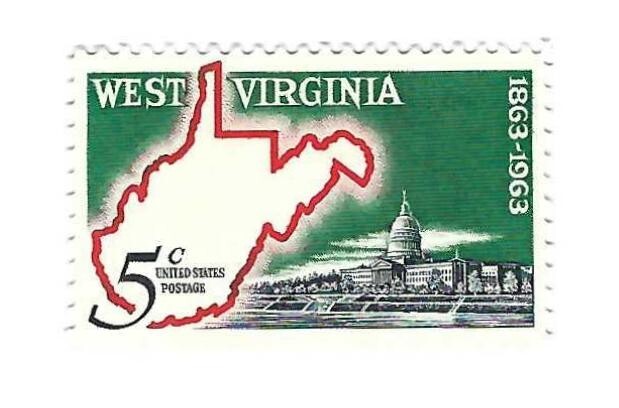 STAMP US SCOTT 1232 "Map of West Virginia" 5 CENT 1963 MNG