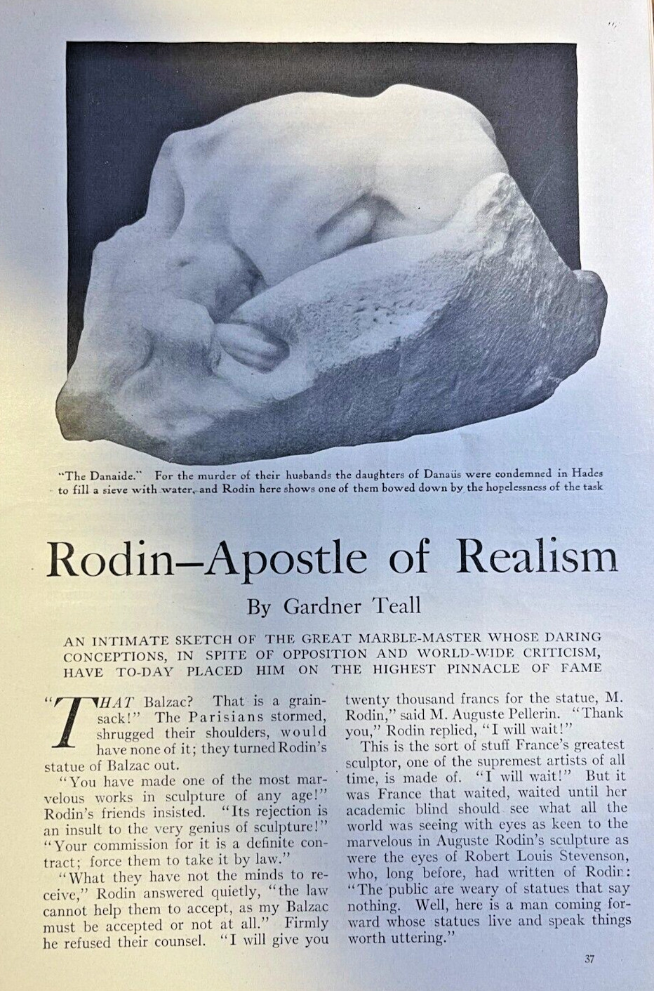 1911 Auguste Rodin Illustrated Book Edition Used Free Shipping