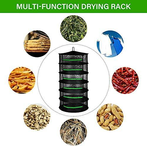 iPower 2ft 6-Layer Foldable Herb Mesh Rack Hanging Drying Net with Zippers Heavy