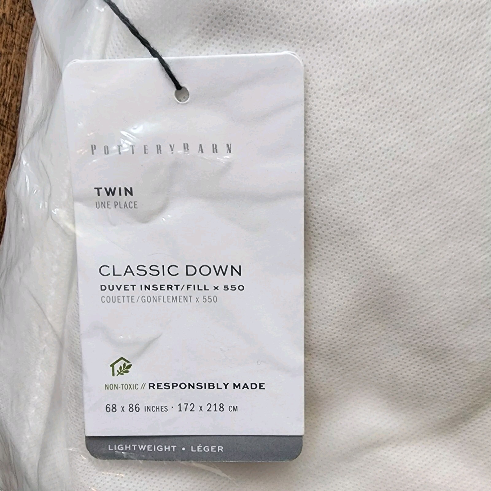 Pottery Barn Classic 550 FP White Down Duvet Insert TWIN XL Lightweight Dorm