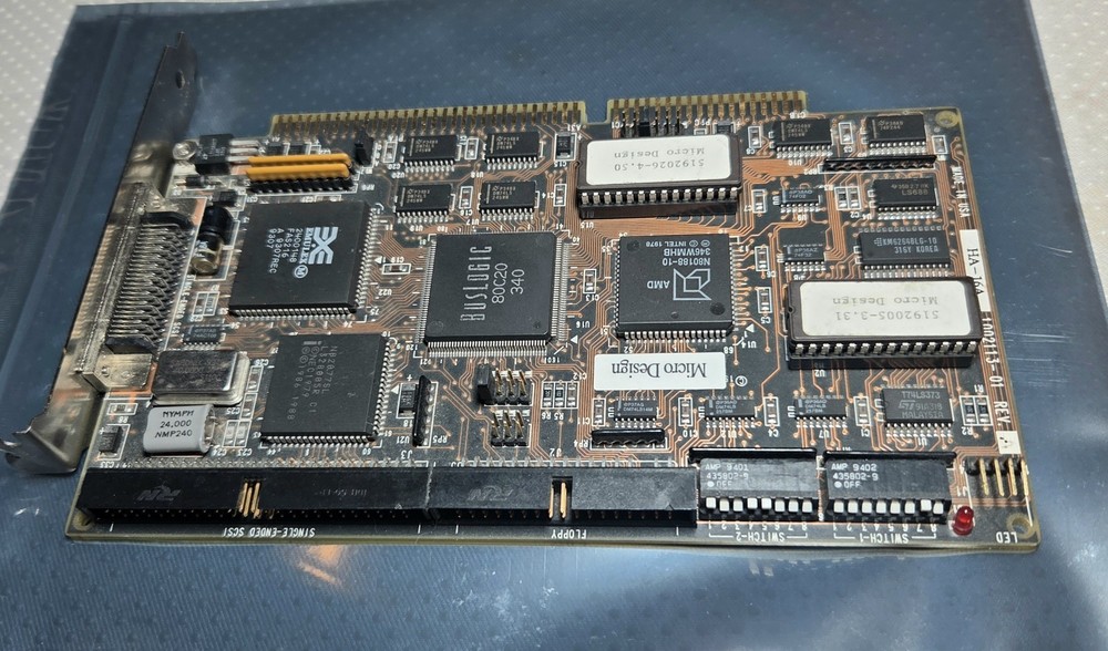 Micro Design HA-16A ISA Computer SCSI Controller Card w/ Cable (vintage)