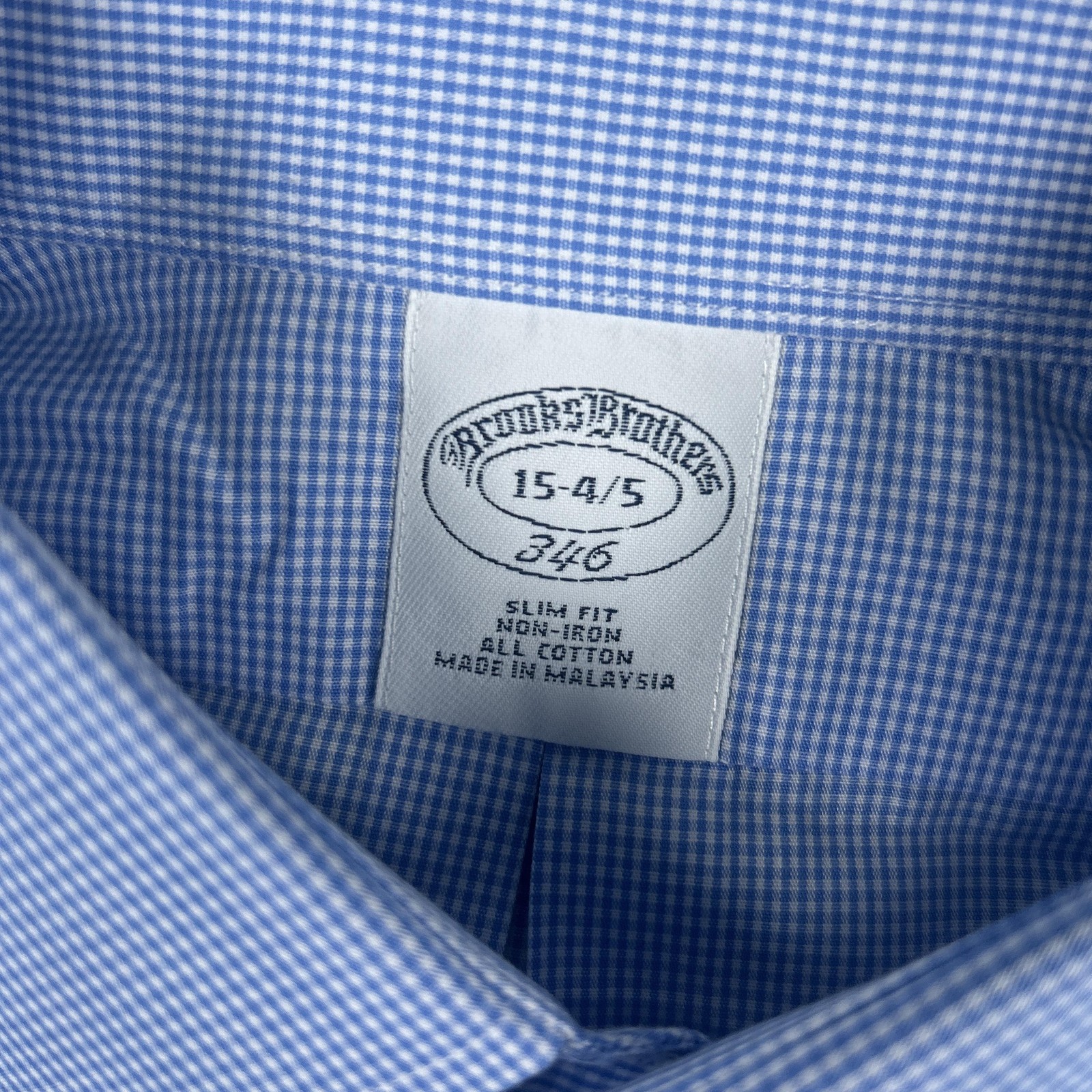 Brooks Brothers Mens 15 Blue Gingham Slim Fit Dress Shirt