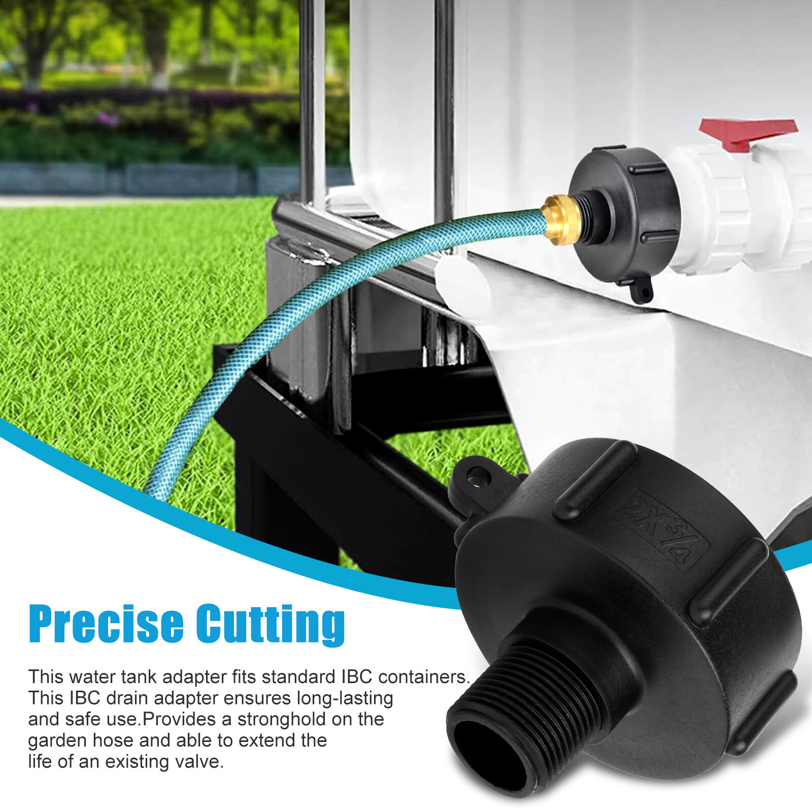 2x IBC Tote Water Tank Adapter 2" for Garden Hose Drain Plug Connector Easy Use