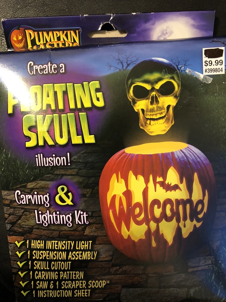 PUMPKIN MASTERS • CREATE A FLOATING SKULL ILLUSION! CARVING & LIGHTING KIT • NEW