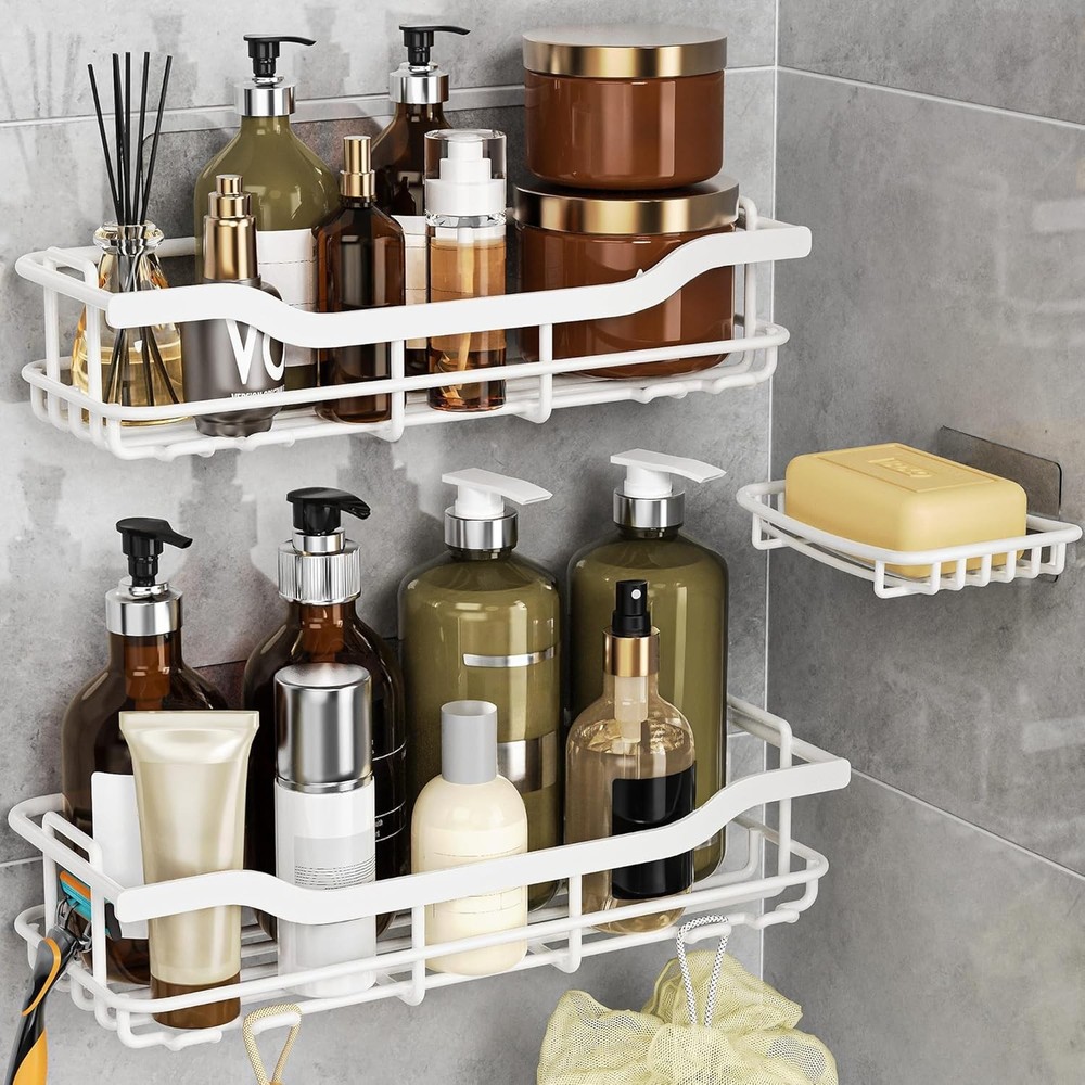 3-Pack Shower Caddy W/ Soap Holder Adhesive Rustproof No-drill Strudy Loading