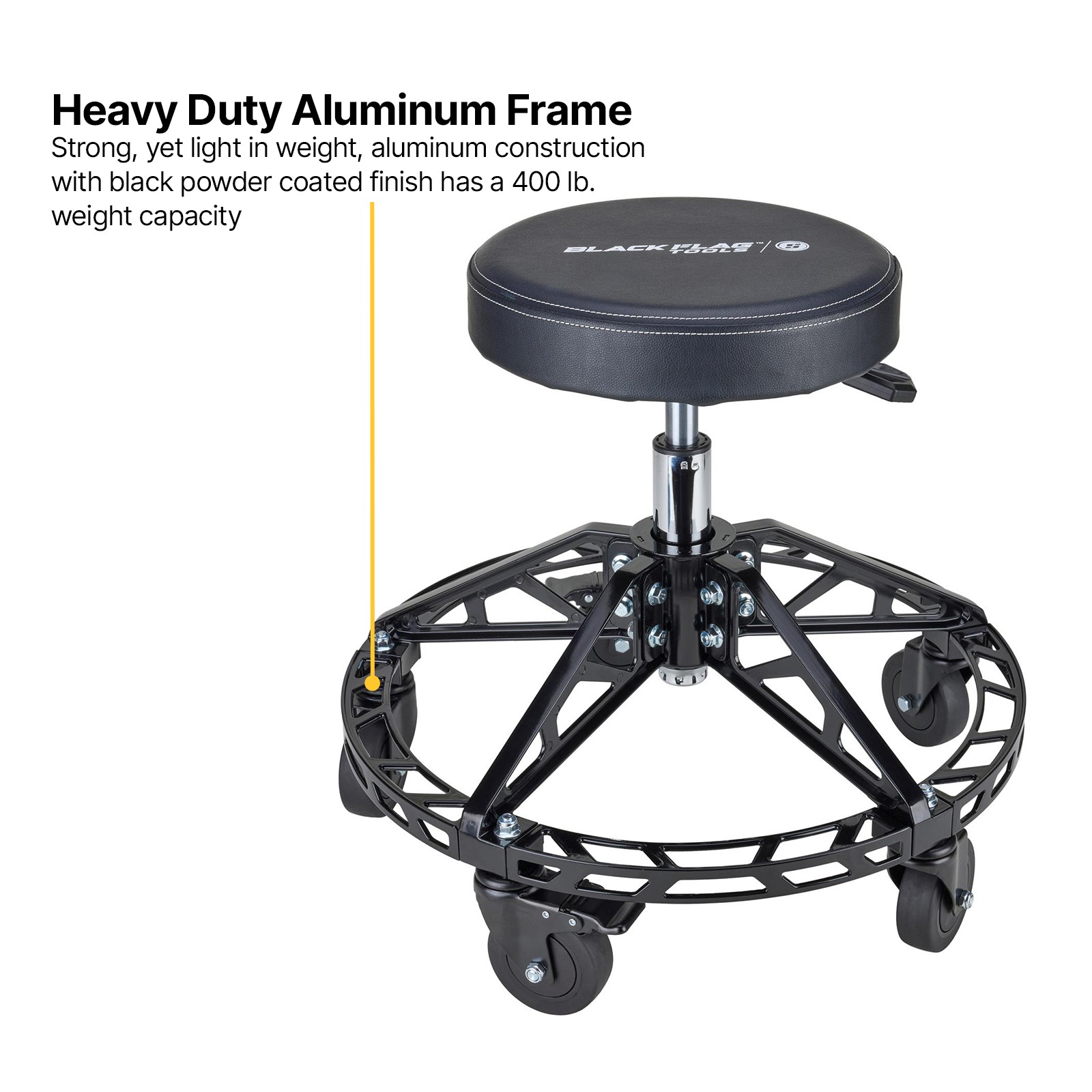 Black Flag™ Adjustable Height Rolling Shop Stool