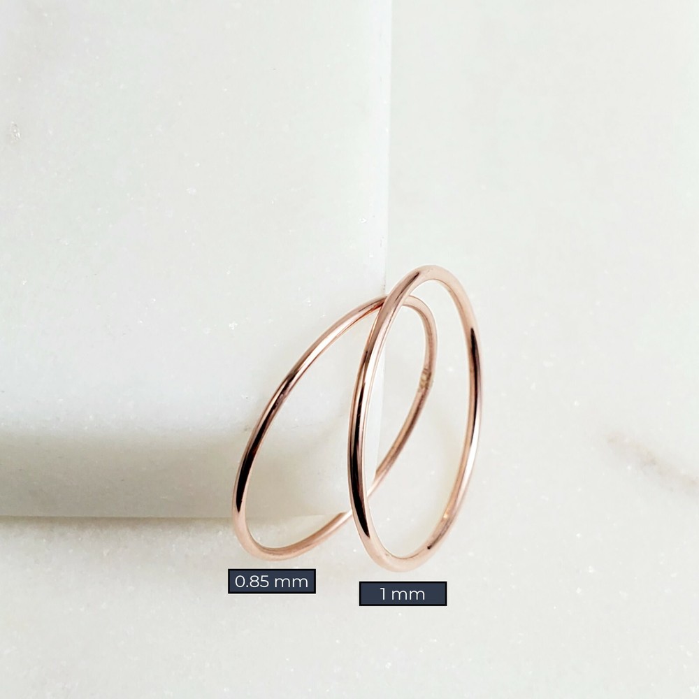10k Solid Gold Very Thin Stackable Ring, 10k Yellow White Rose Ultra Thin Rings