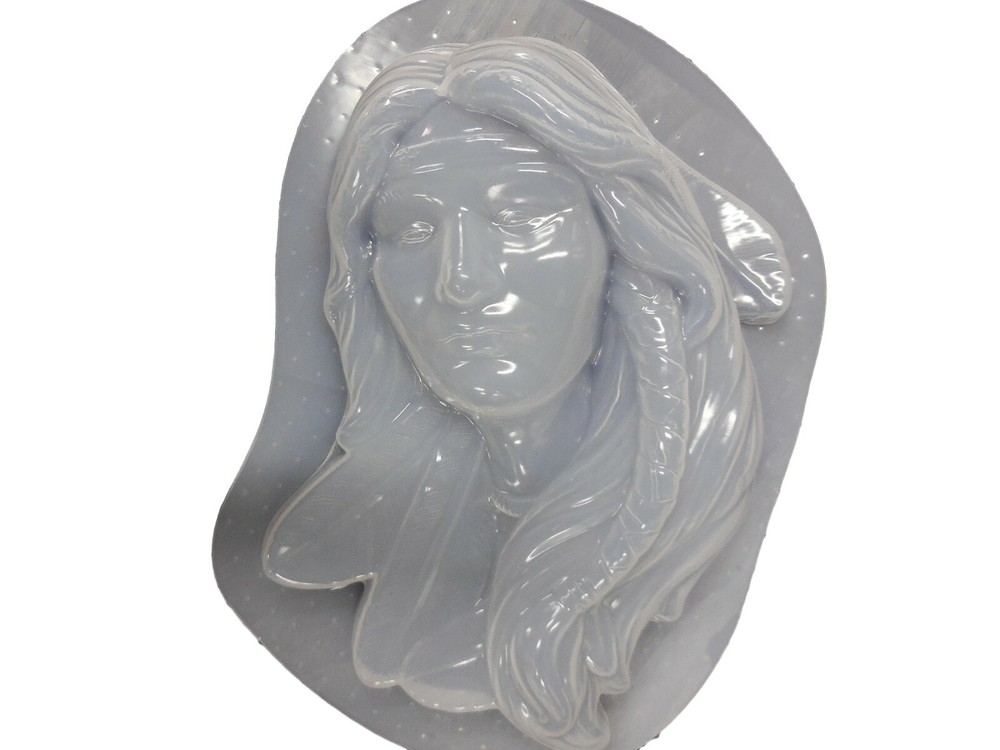 Native Head Face Plaque Cement Concrete Garden Craft Poly Mold 7233