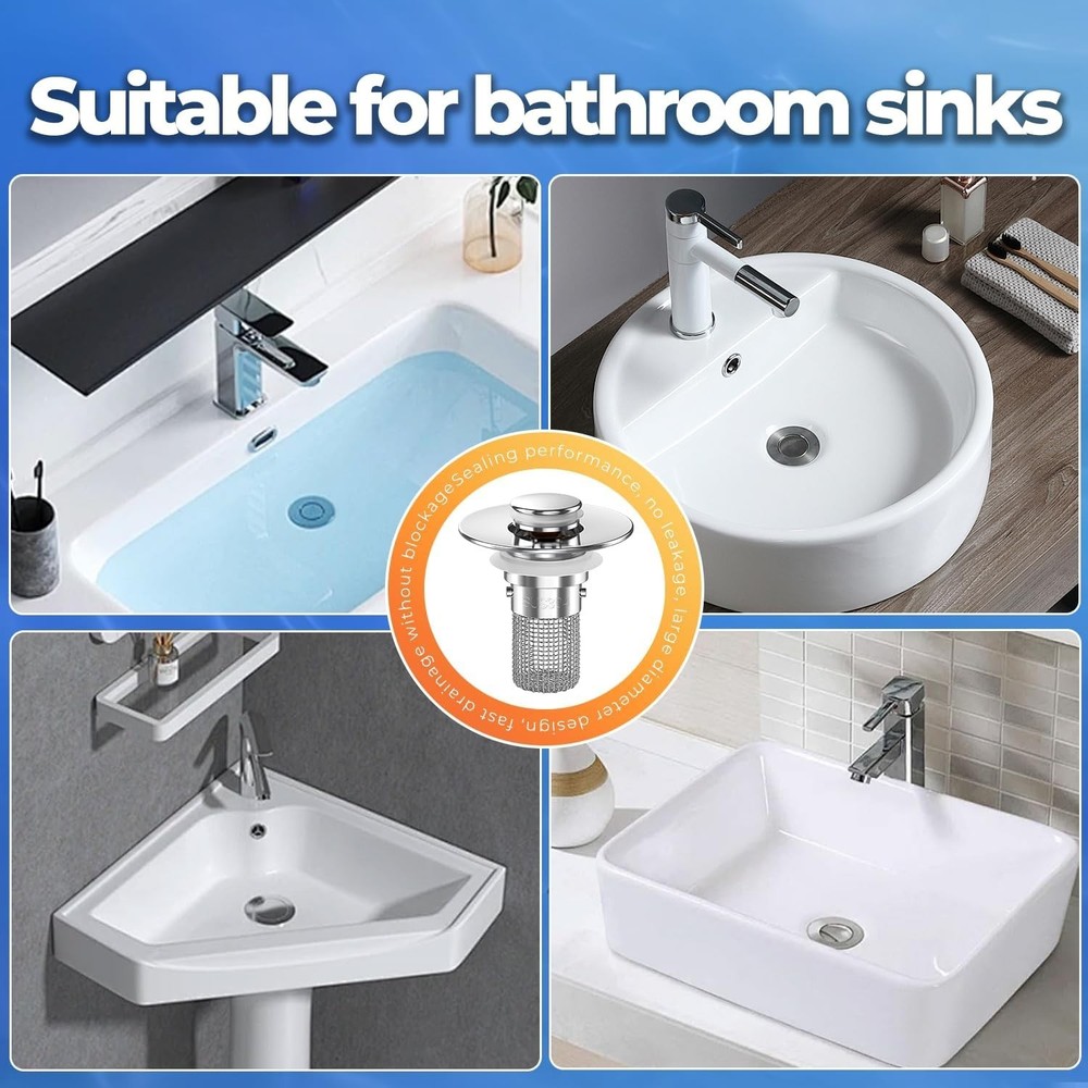 2PCS Versatile Sink Strainers with Durable Brass Core & Eco-Friendly Design