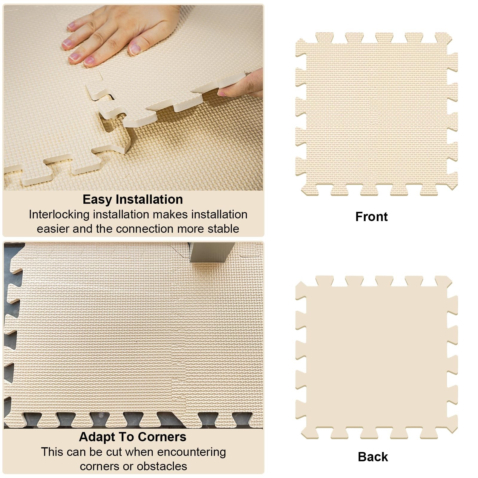 Puzzle Play Mat 16 Tiles with 32 Border Pieces, Interlocking Stitching Mat wi...