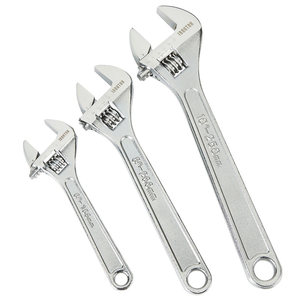 Ironton 3-Pc. Adjustable Wrench Set