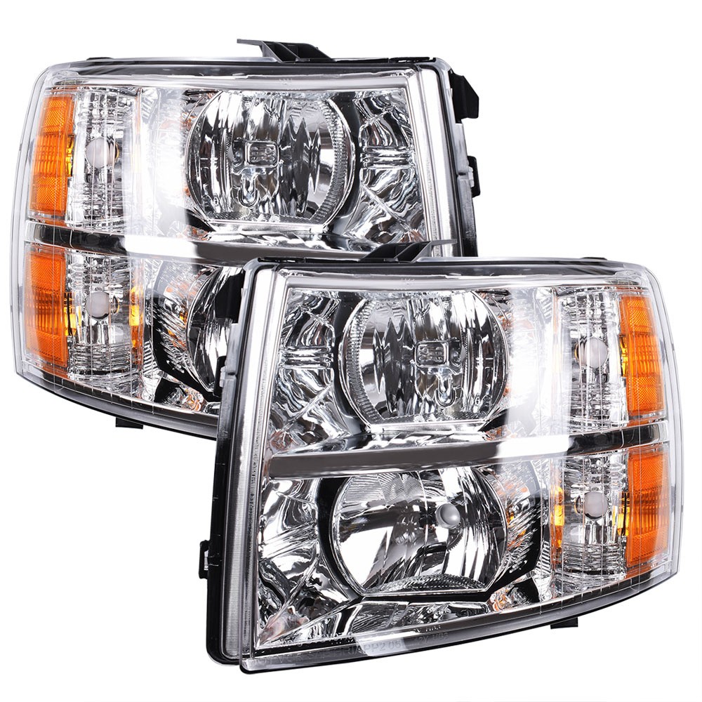 Labwork Pair Headlight ForChevy Silverado1500 2500HD 3500HD 2007-2014  Chrome