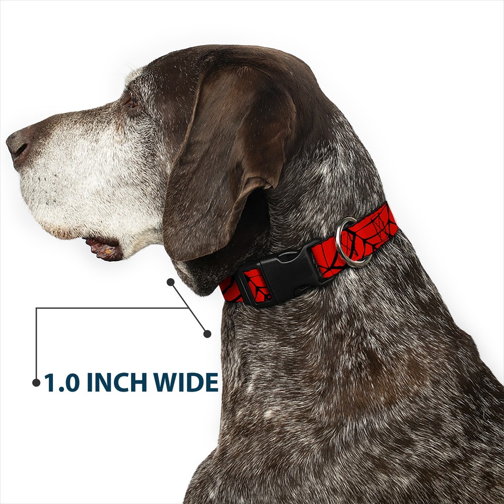 Plastic Clip Collar Spiderweb Red/Black NARROW-Medium 8.5-12"