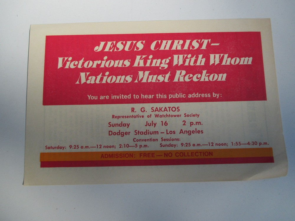 A WATCHTOWER  ASSEMBLY HANDBILL 1978