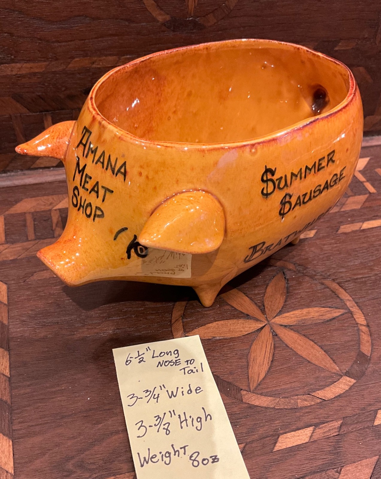 Ceramic Amana Meat Shop Pig Colonies Ham Bacon Bologna RARE planter / bowl ?