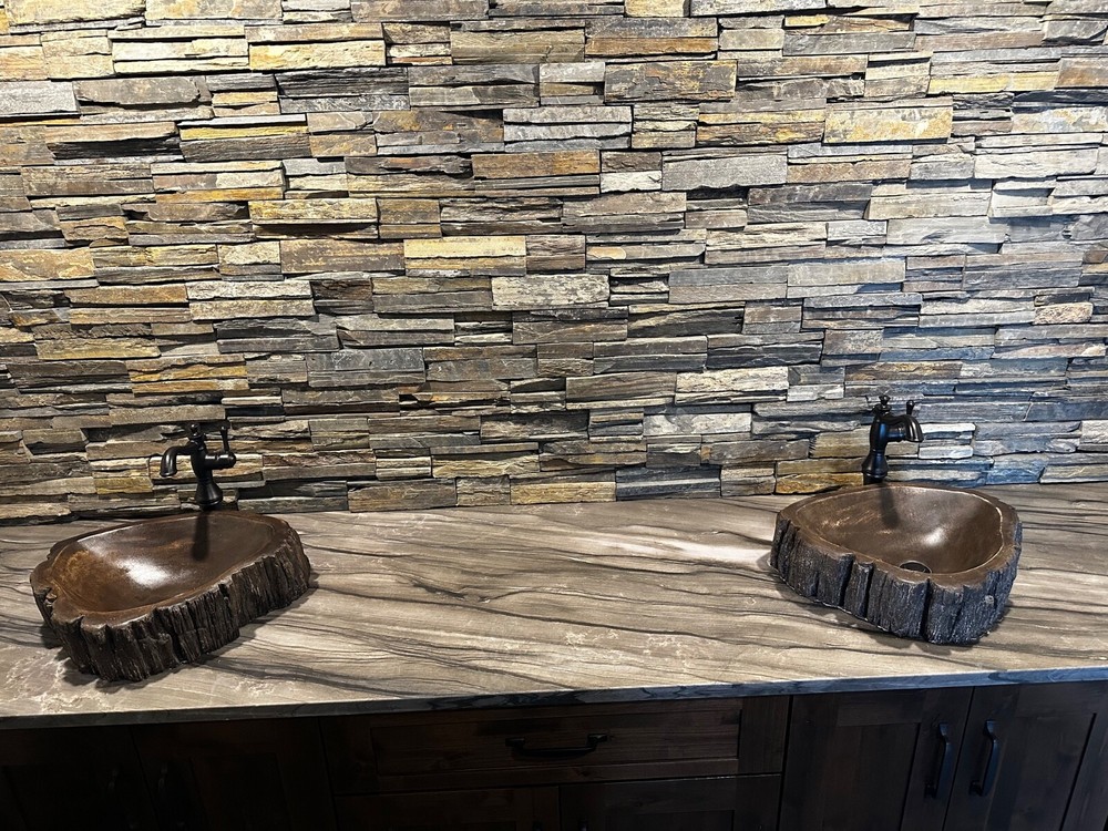 tree trunk bathroom vessel sink