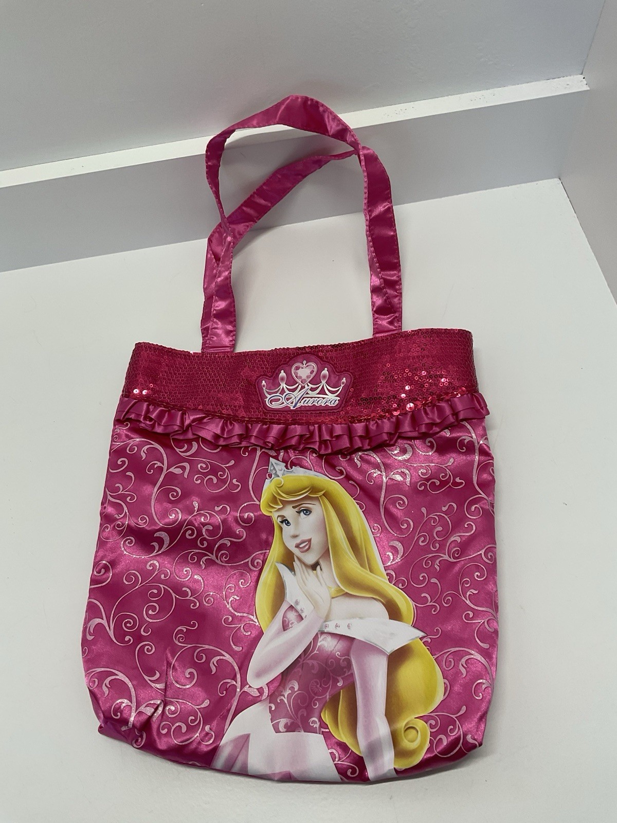 2012 Disney Princess Aurora Pink Sequin Tote Bag