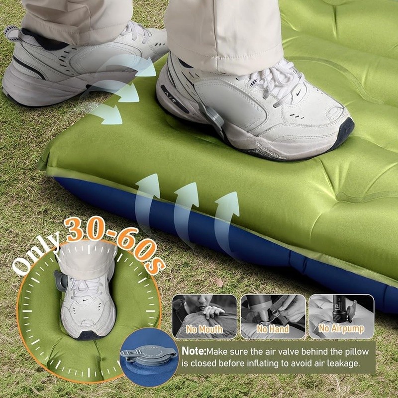 Extra Thick Camping Sleeping Pad W/ Built-In Pump Portable Modular Design New
