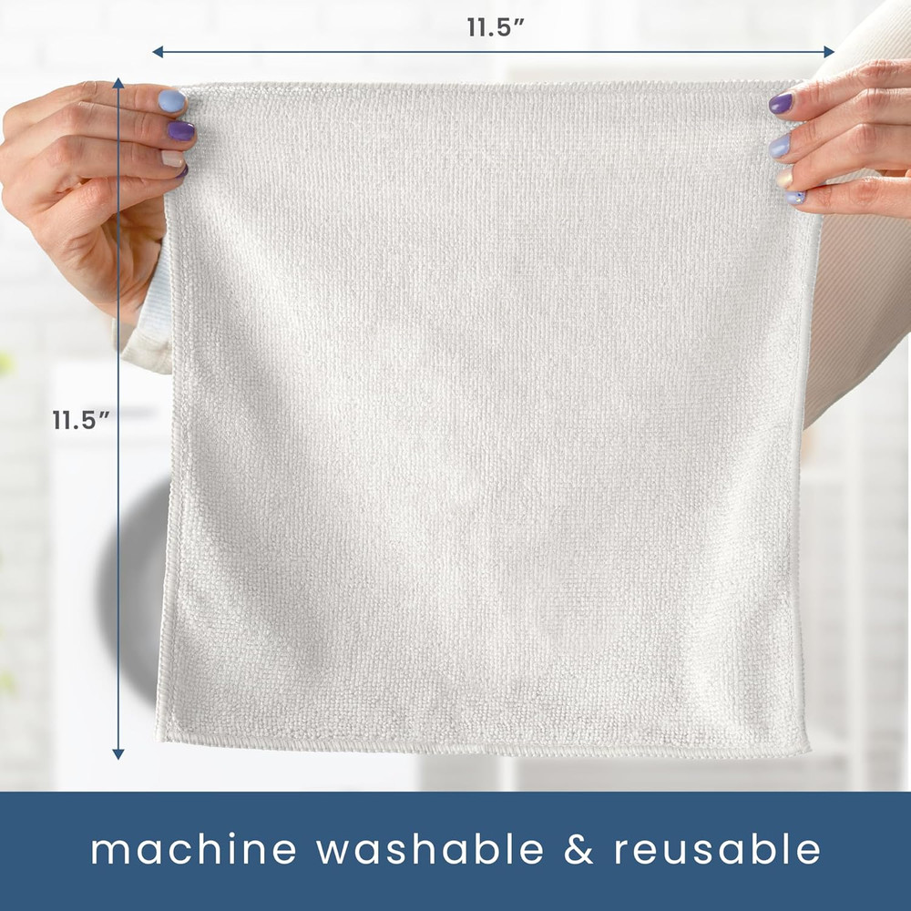Microfiber Cleaning Cloth, Bulk Towels for Home, Reusable 50 Pack White