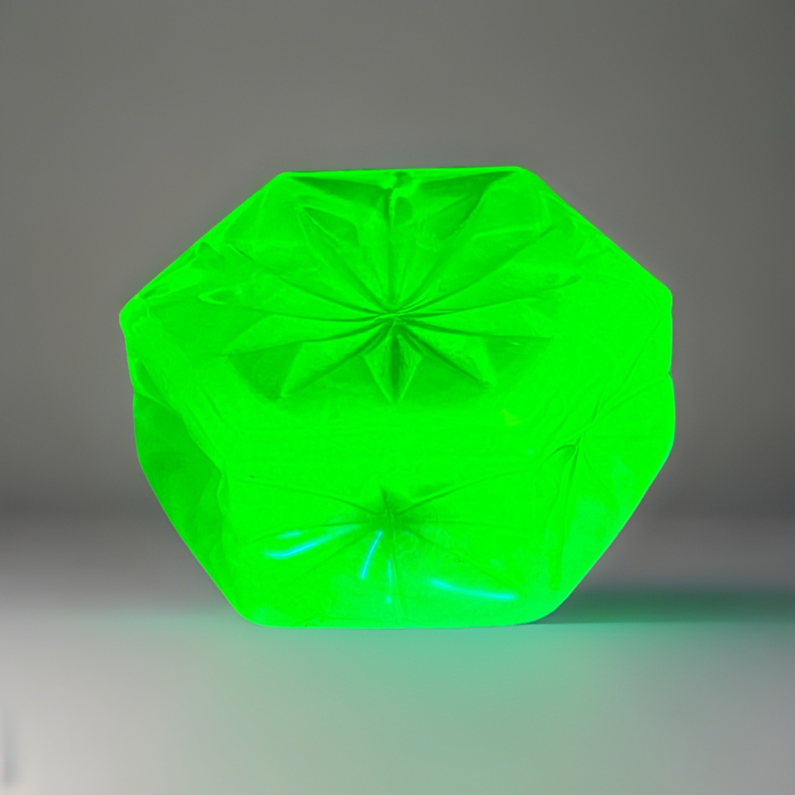 ANTIQUE John Walsh Milky Opalescent Hexagonal Bright Uranium Glow Salt Cellar