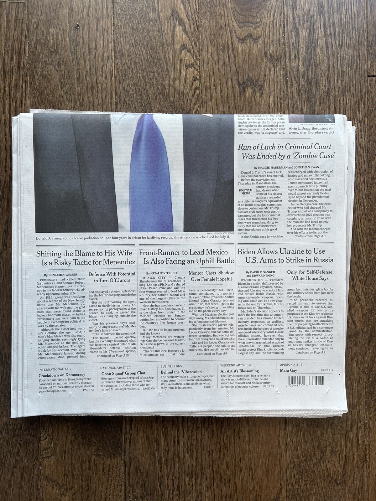 MAY 31, 2024 NY TIMES DONALD TRUMP GUILTY JURY CONVICTS 34 COUNTS *MINT & UNREAD