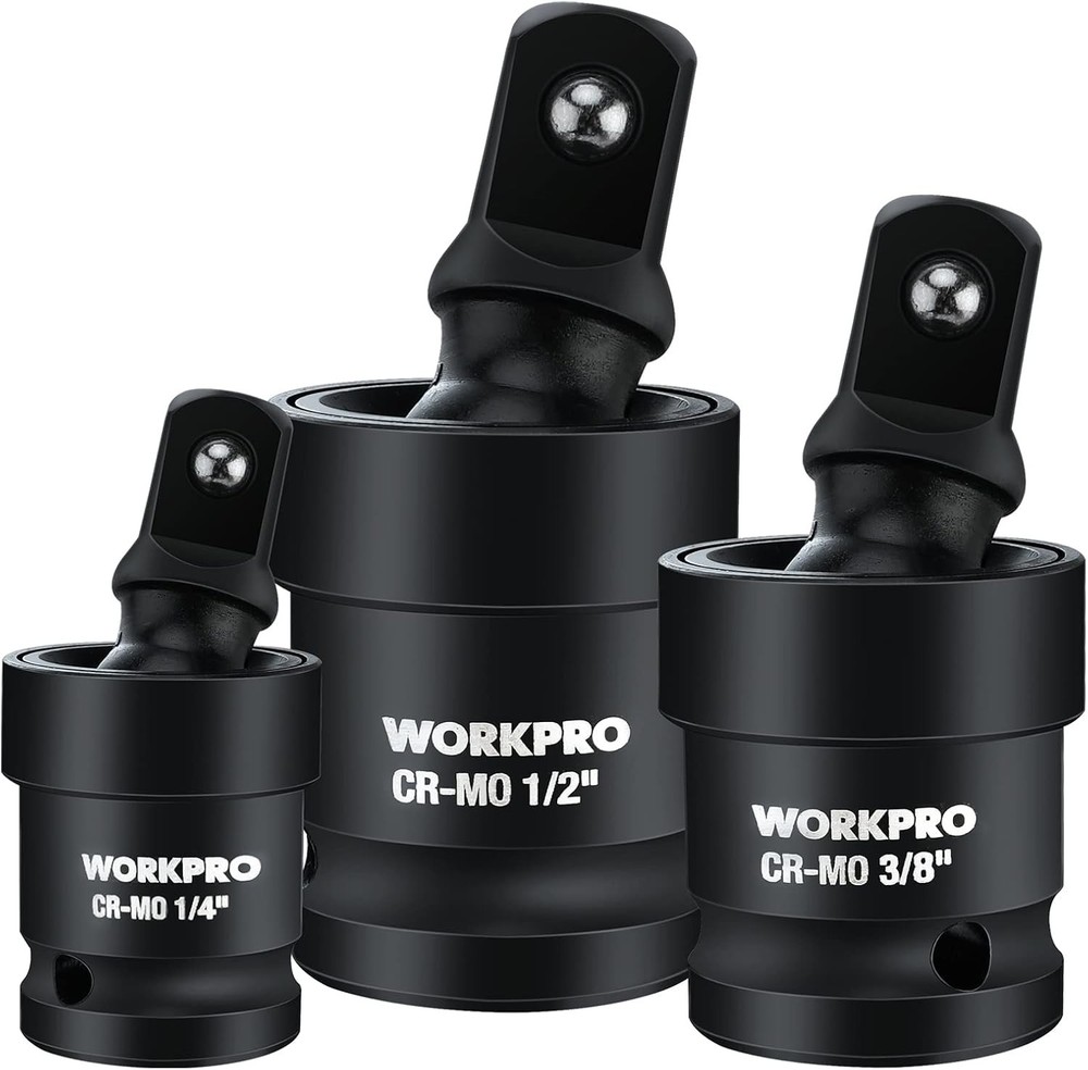 3-Piece Impact Universal Joint Set - Durable 360-Degree Swivel Socket Set