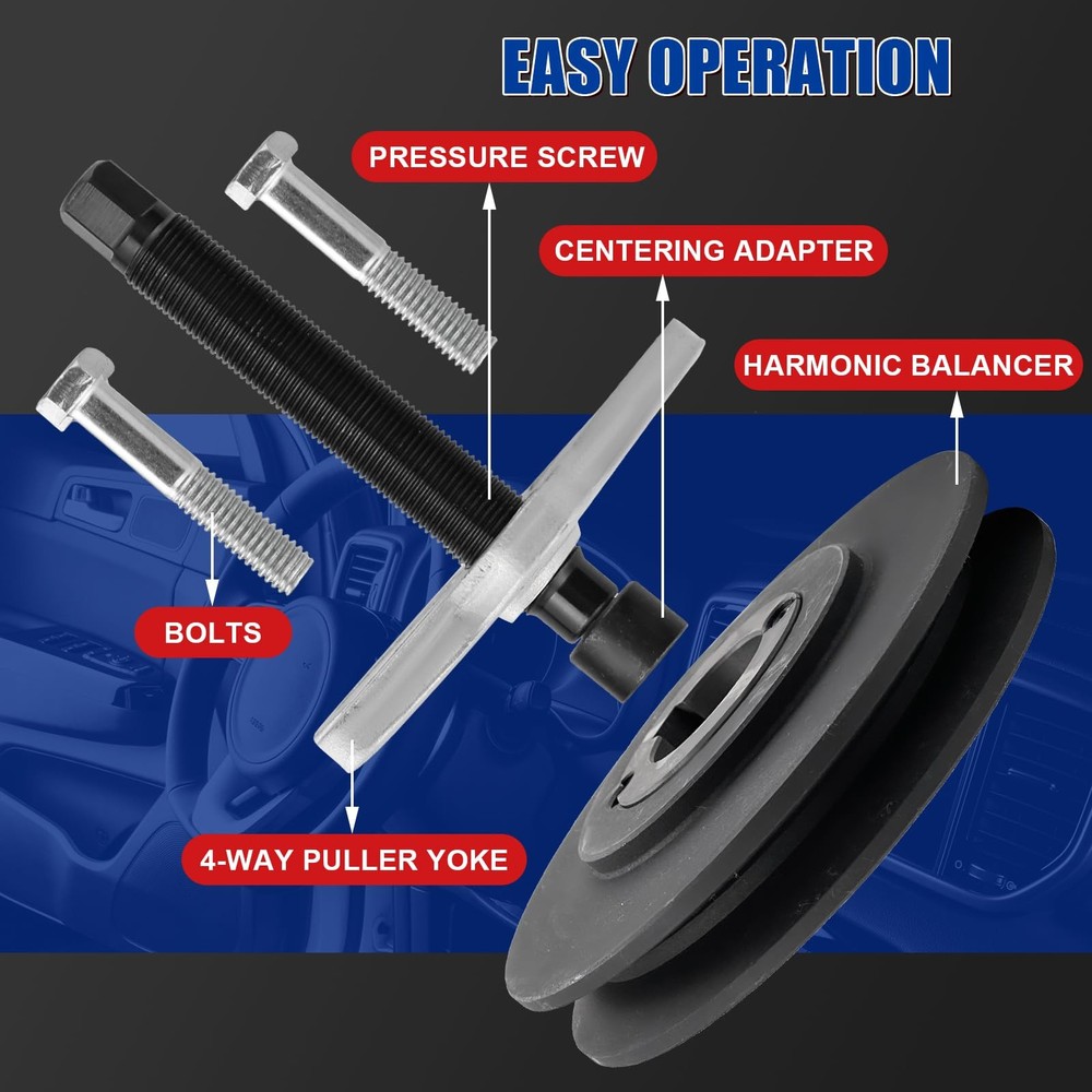 46 PCS Harmonic Balancer Puller Set Steering Wheel Flywheel Crankshaft Blue