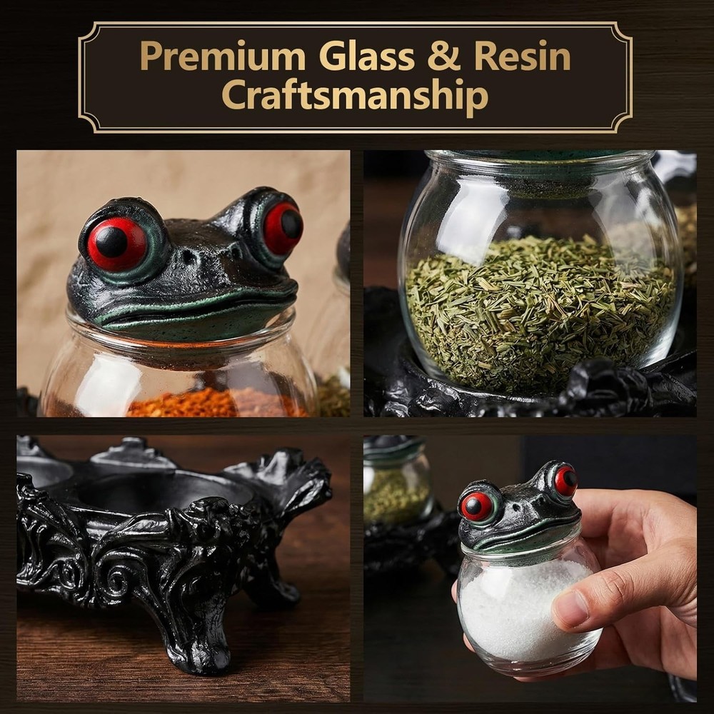 Frog Apothecary Spice Jar Set Witchcore Kitchen Decor