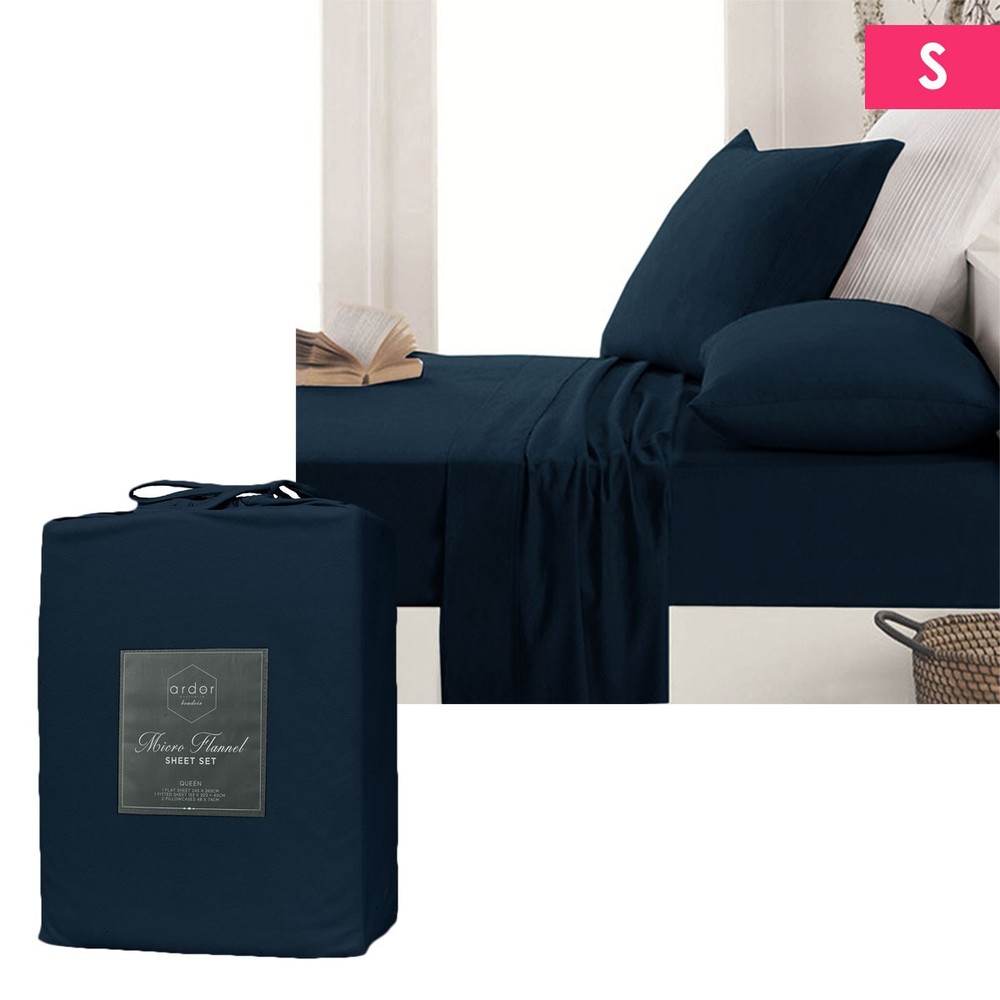 Micro Flannel Sheet Set Navy by Ardor