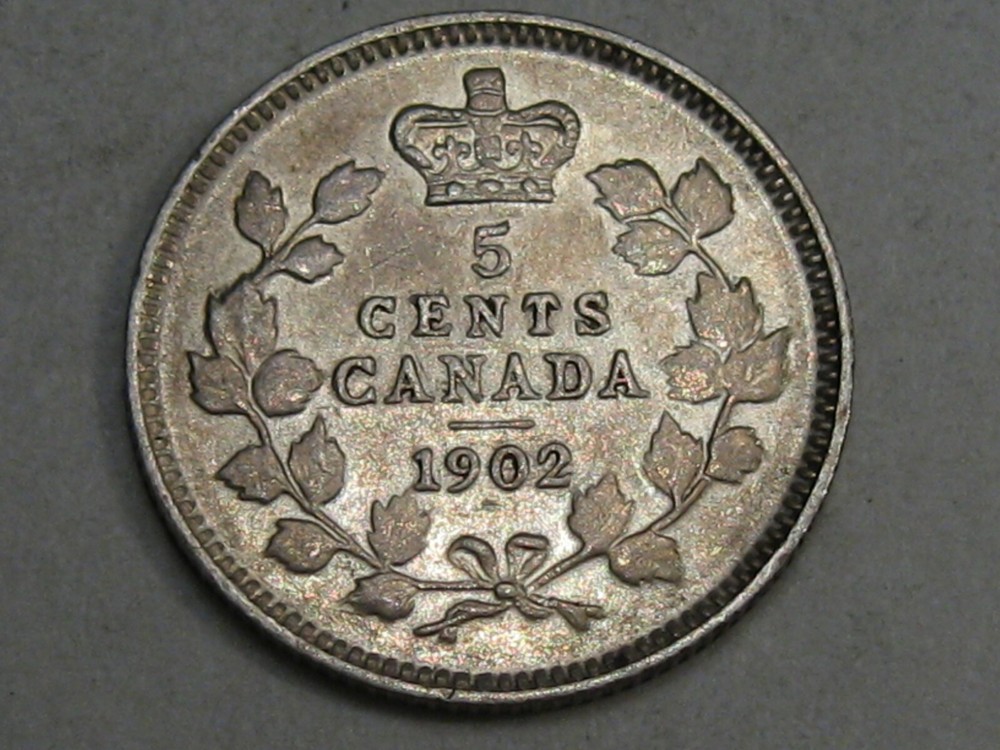 AU 1902 Silver 5¢ Cent CANADA Edward VII. #16