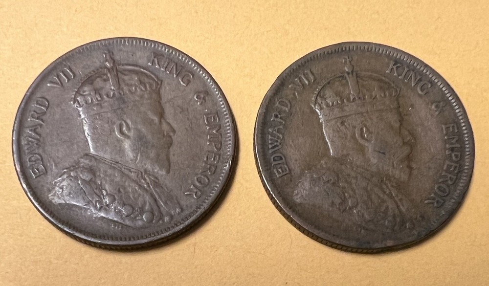 1903 and 1904 Straits Settlements One Cent, Two Coins