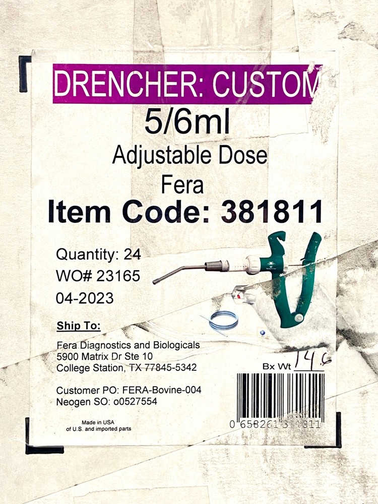 Neogen Adjustable Dose Vaccinator Drencher Ferappease 5ml /6ml