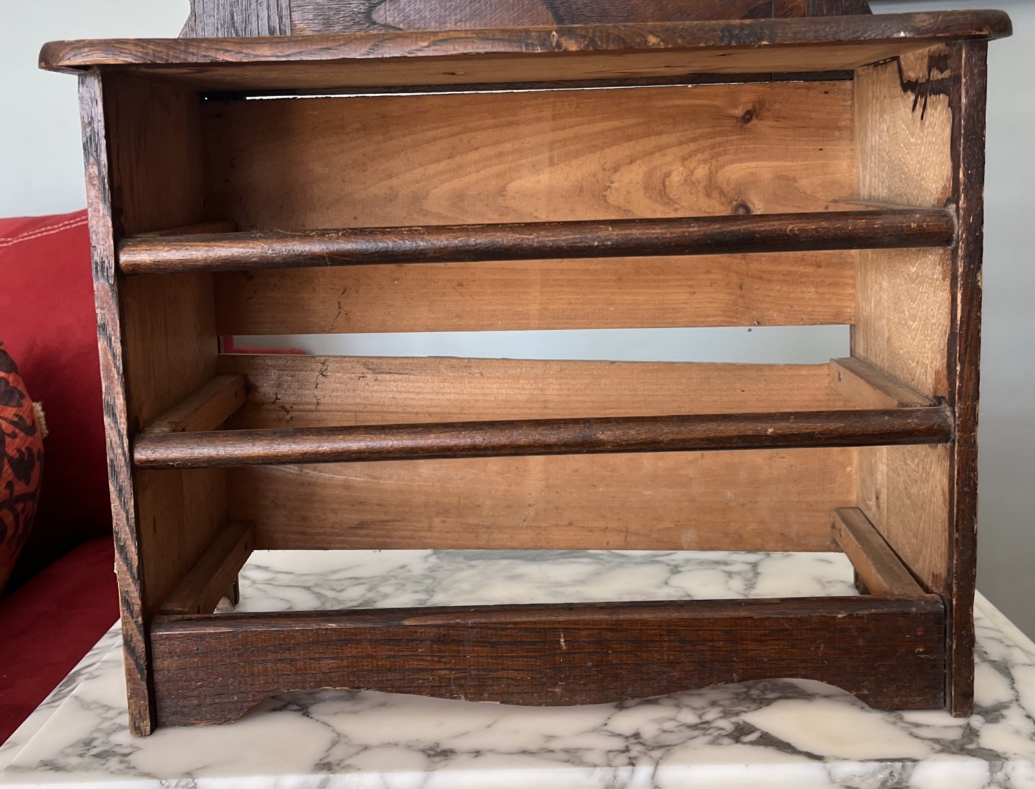 Antique Doll Size Wood Dresser With Brass Handles And Mirror Salesman Sample?