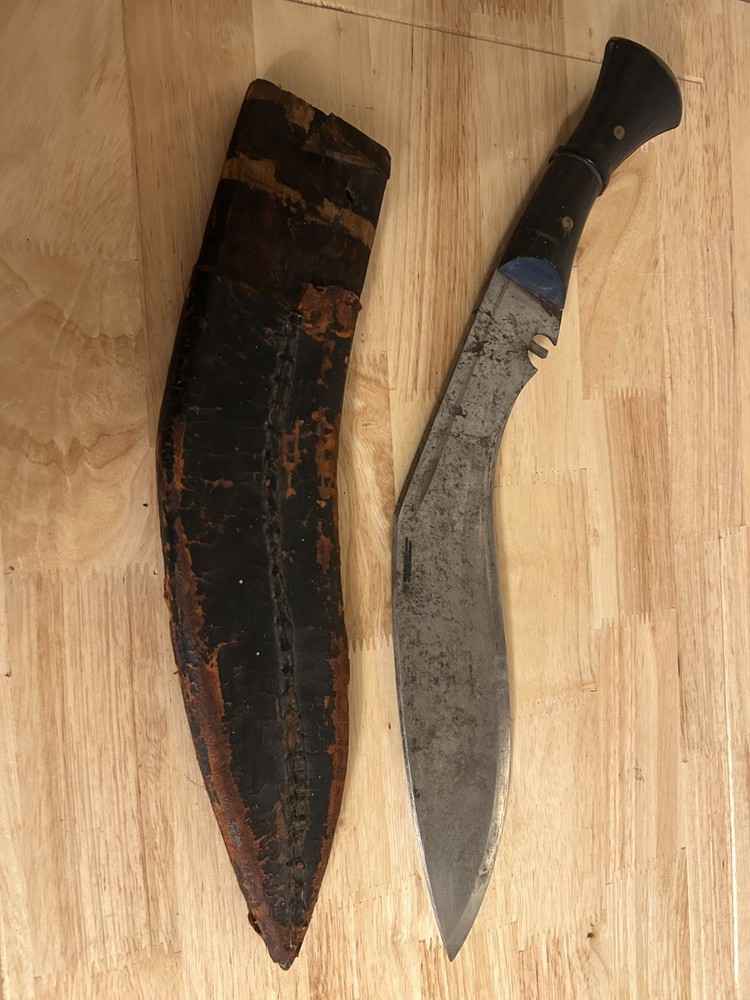 Curved Knife Dagger Steel Blade Leather Sheath