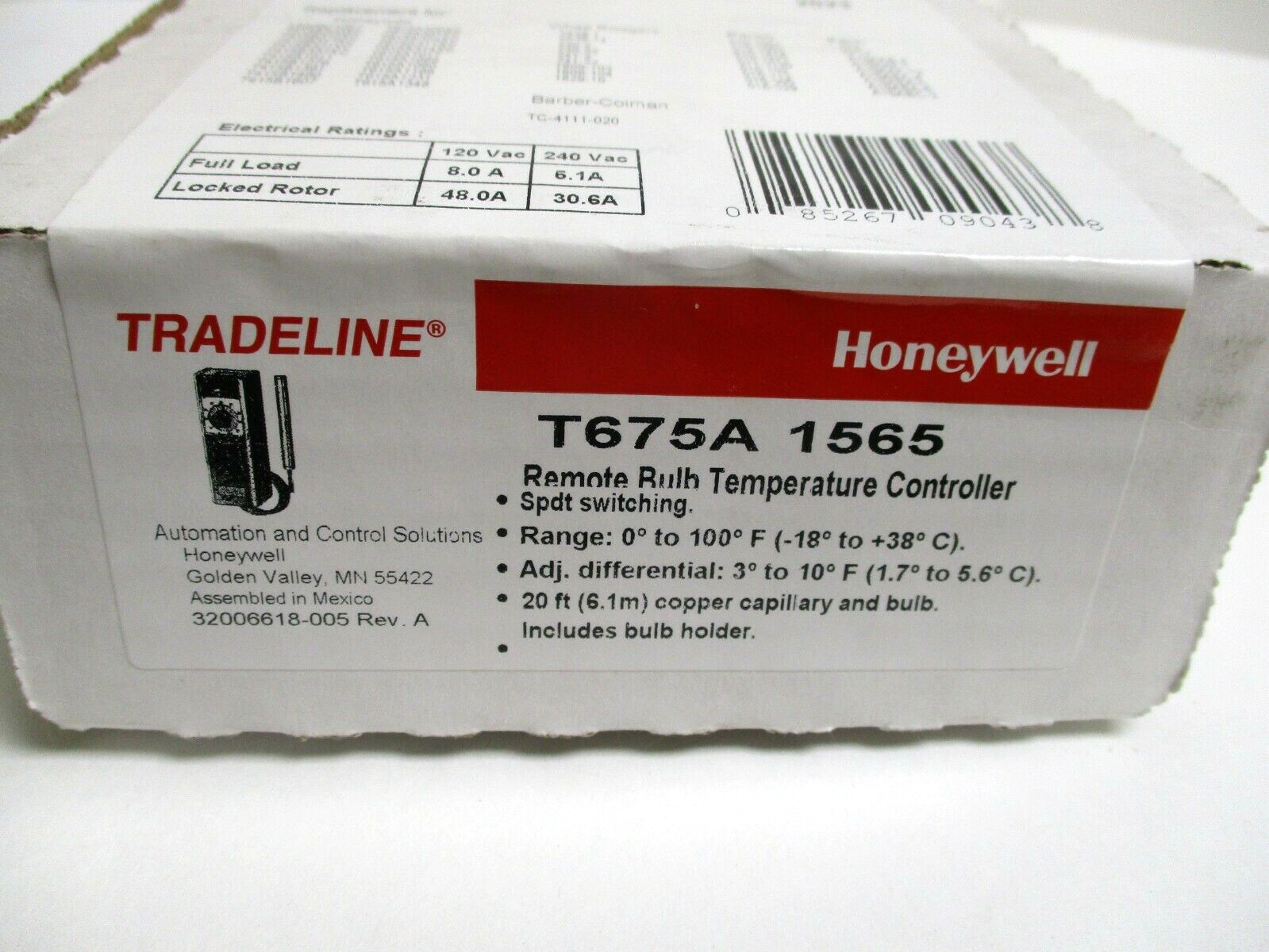 HONEYWELL, T675A1565, REMOTE BULB TEMPERATURE CONTROLLER