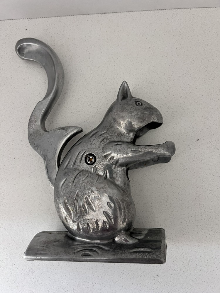 Vintage Aluminum Cast Squirrel Nutcracker Whimsical 6.25"