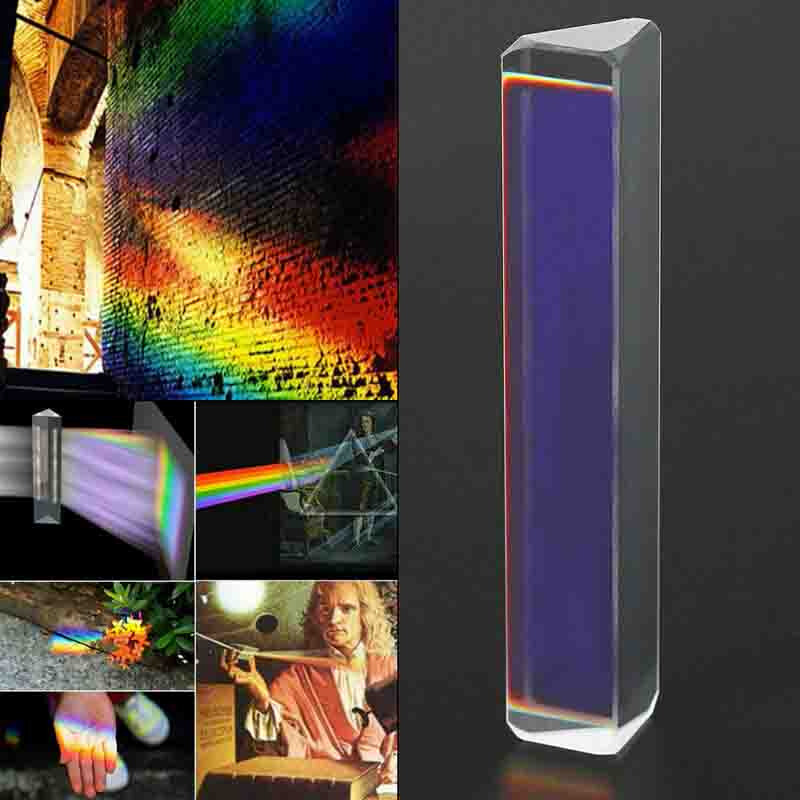 1x Optical Crystal Glass Triangular Photography Prism Light Spectrum Physics Aid