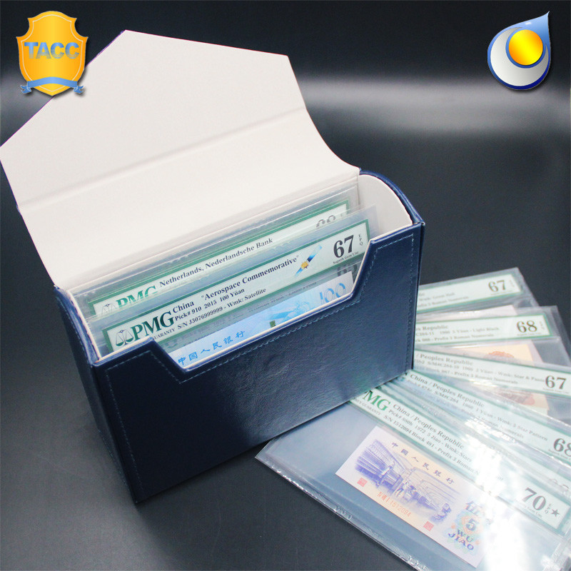 Storage Box w Faux Leather for PMG Graded Banknotes Currency Holder Paper Money