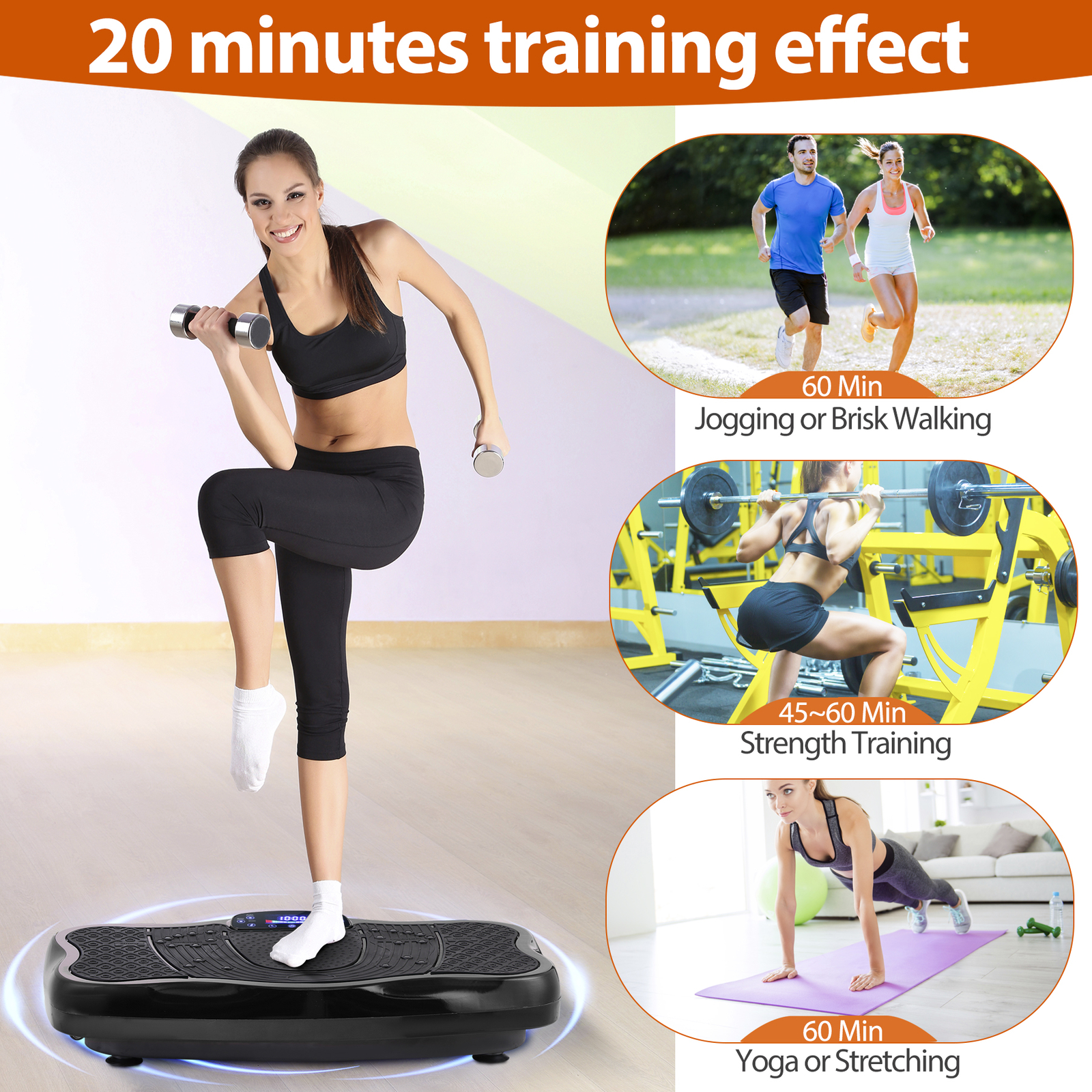 Vibration Plate Exercise Machine 330 Lbs Weight Capacity for Weight Loss Black