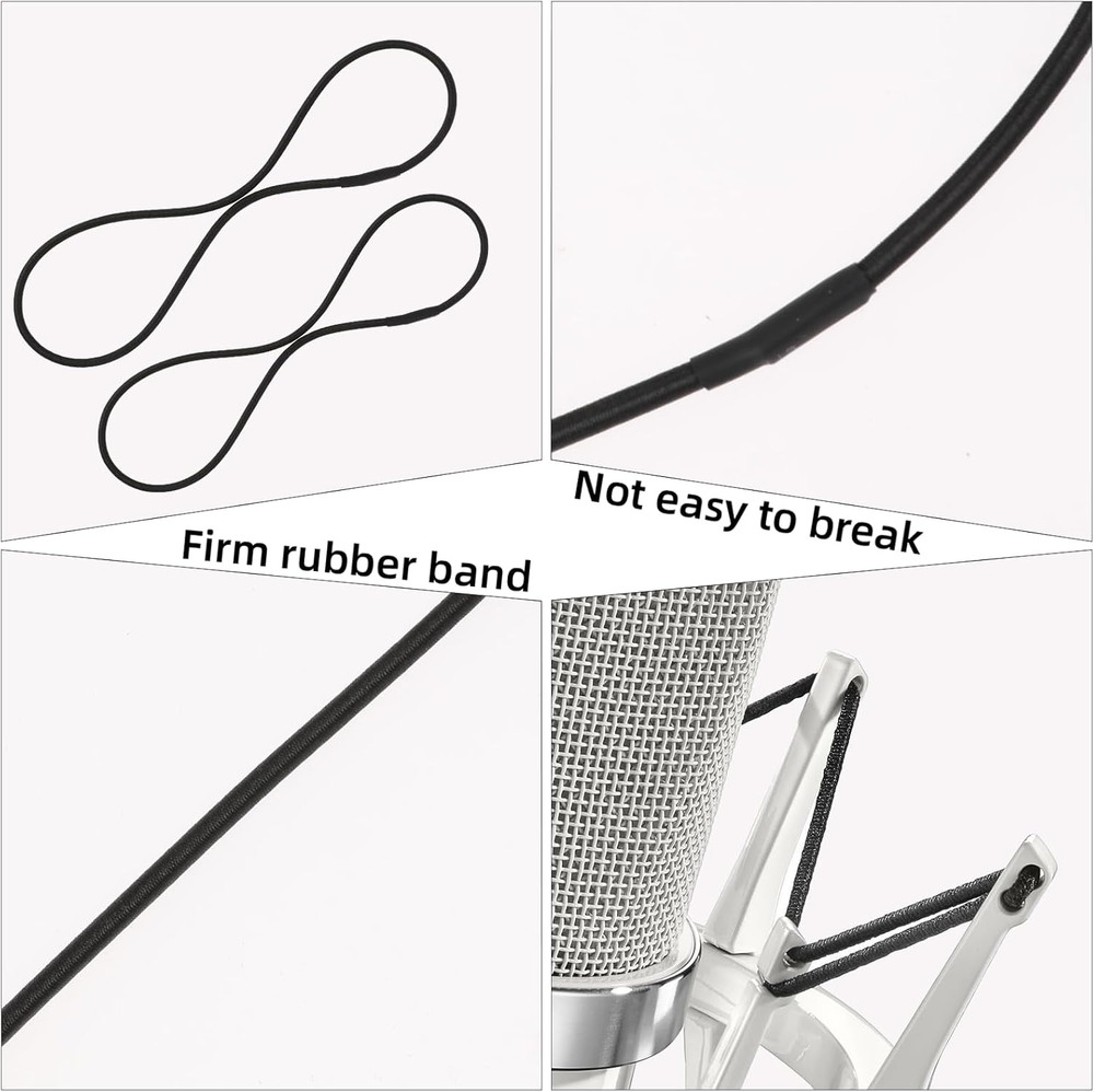 8PCS Microphone Shock Mount Rubber Ring, Black Universal Elastic Bands Replaceme